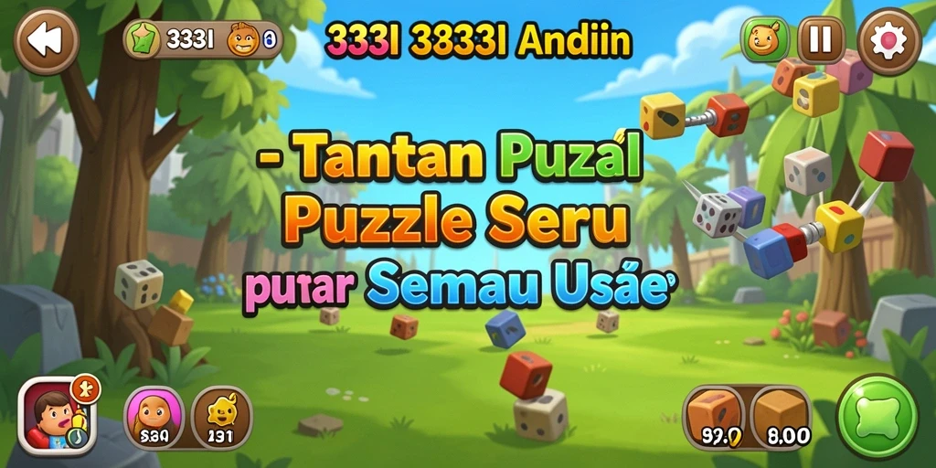 Screenshot menunjukkan gameplay seru 333I dengan berbagai teka-teki.