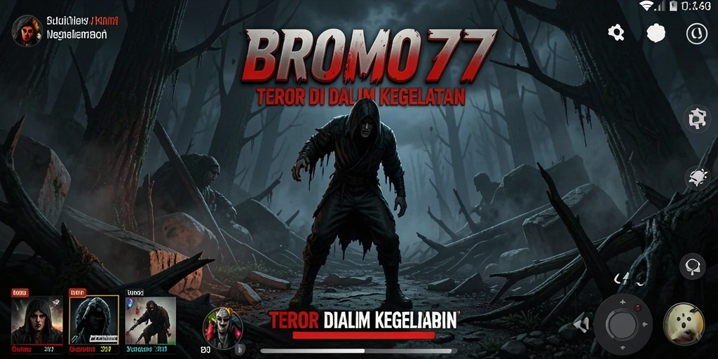 Tangkapan layar gameplay BROMO77 yang menampilkan suasana menyeramkan.