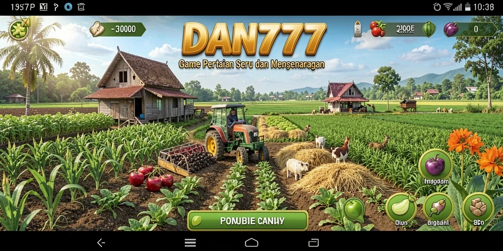 Screenshot gameplay DAN777 dengan taman yang indah dan berbagai tanaman.