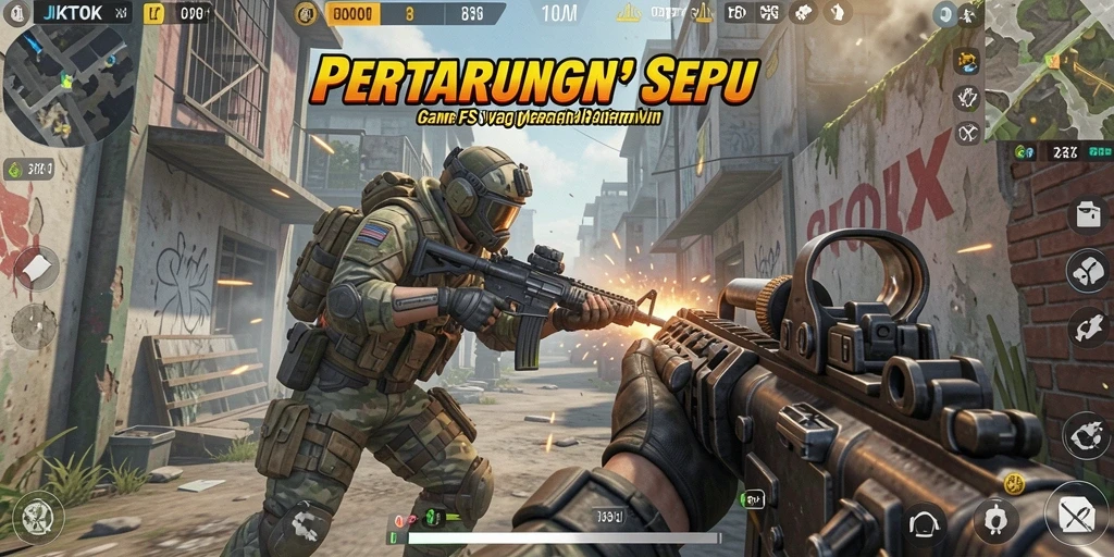 Screenshot gameplay JKTOK menampilkan aksi tembak-menembak yang intens.