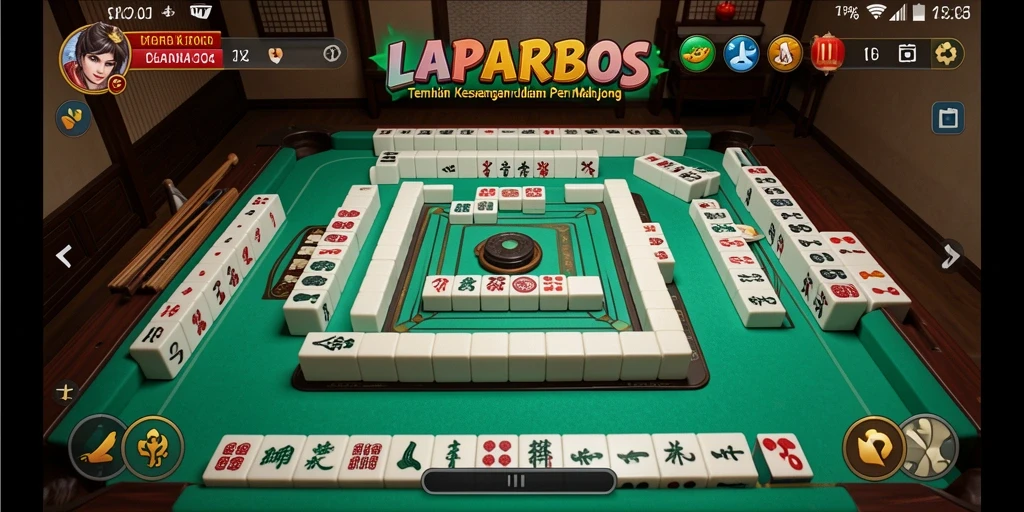 Gameplay menarik LAPARBOS dalam permainan Mahjong yang menantang.