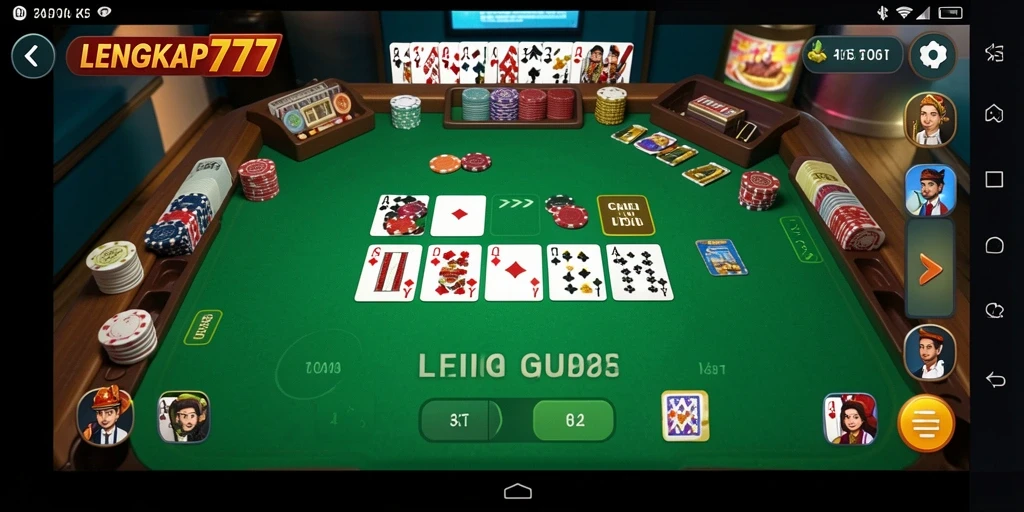 Tampilan gameplay seru dalam LENGKAP777 saat bermain Gaple.