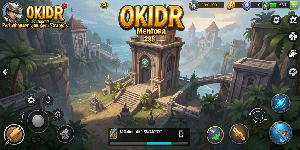 Tangkapan layar gameplay OKIDR menunjukkan aksi seru menara pertahanan.