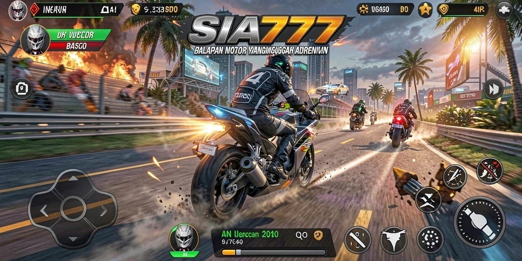 Tampilan utama game SIA777 dengan aksi balapan motor yang seru.