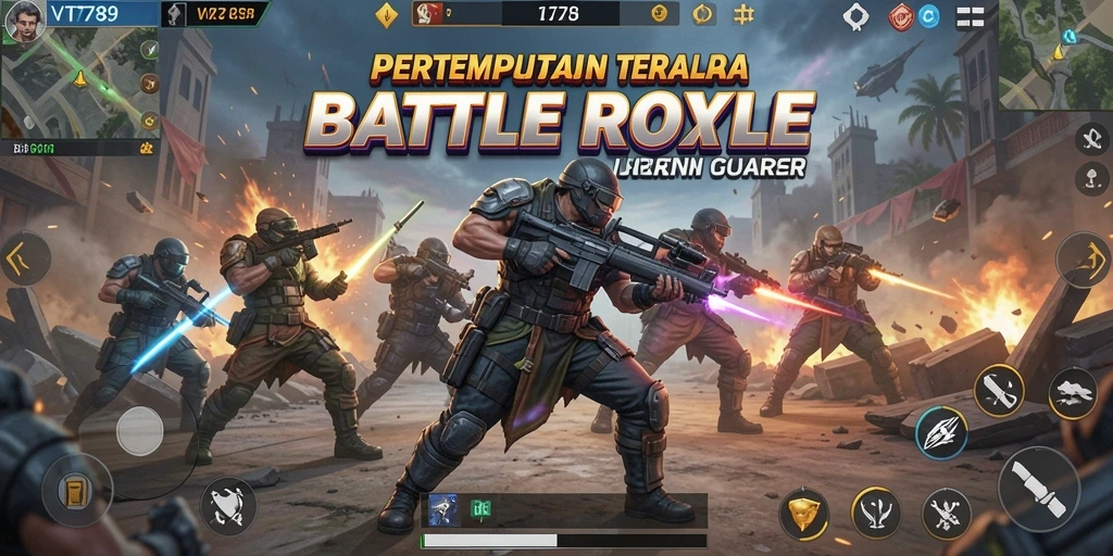 Tampilan menarik gameplay di arena Battle Royale dengan pertempuran seru.